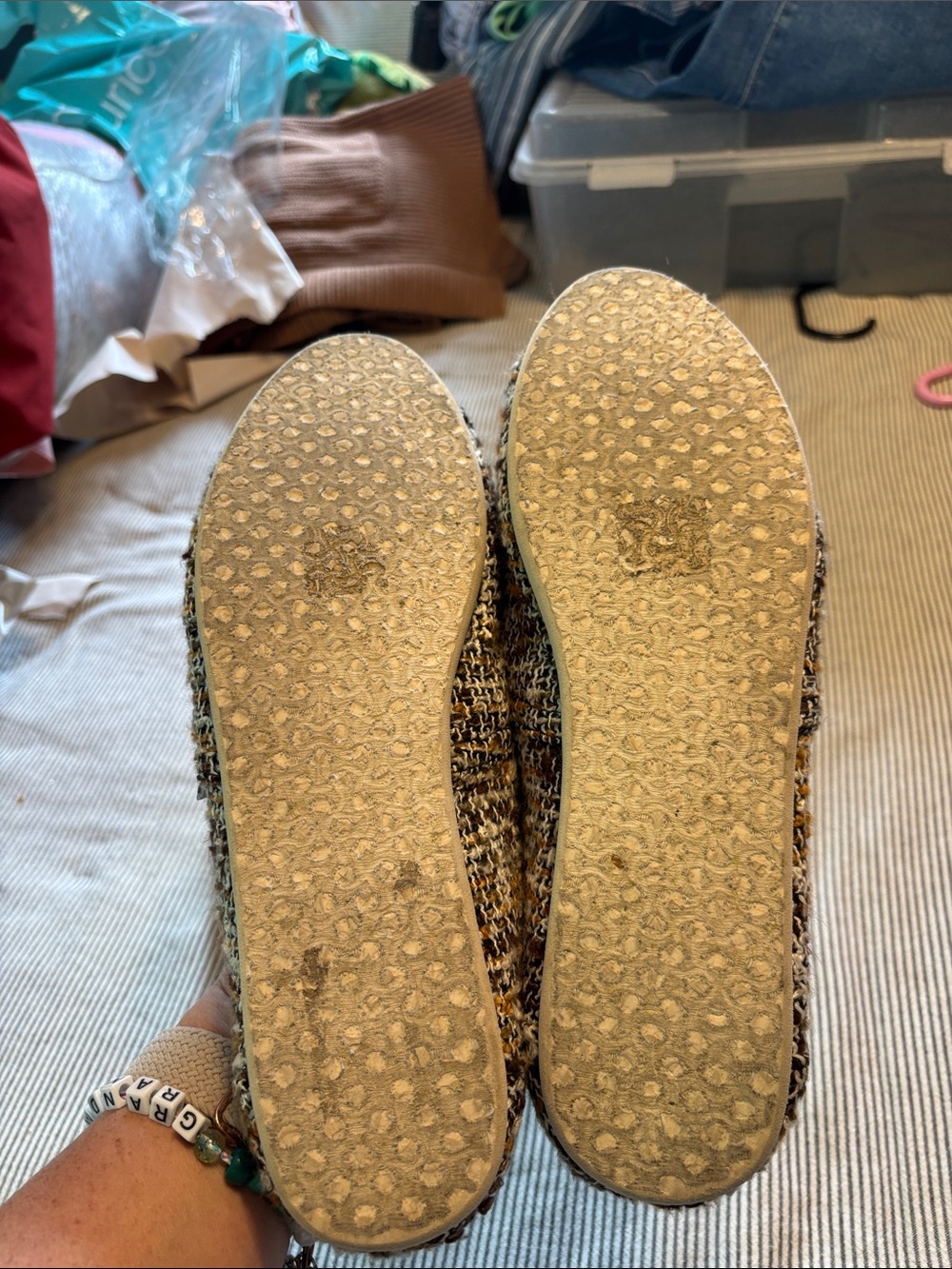 TOMS Slip-On Flats in Tan and Multicolor Tweed - Picture 6 of 7